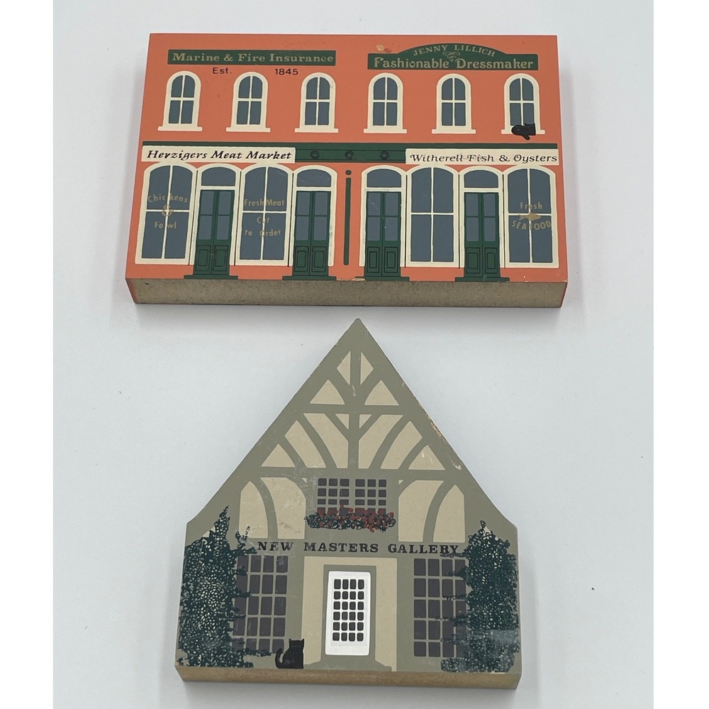 Cats Meow Village Series VI Fish Meat Market New Masters Gallery Wood Lot of 2